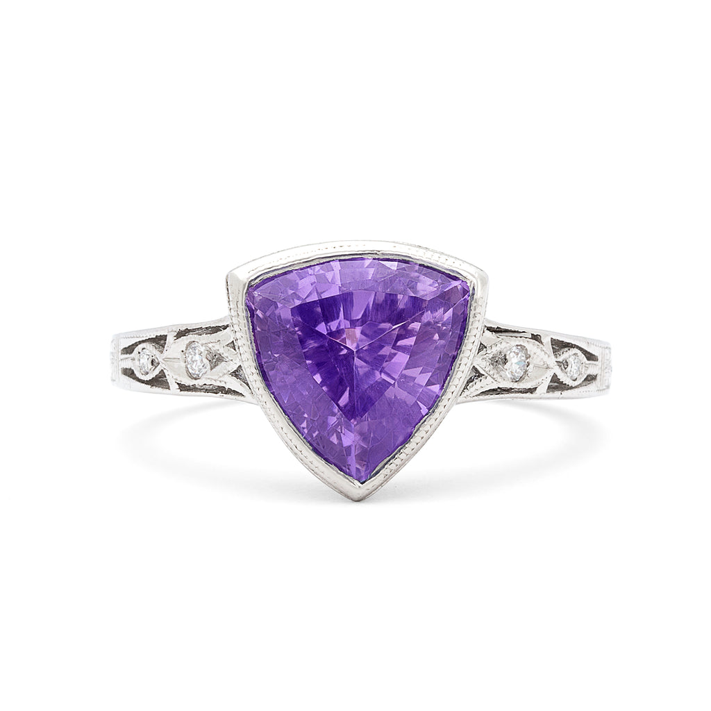AGTA Unheated Bluish Violet Sapphire 3.38ct Ring