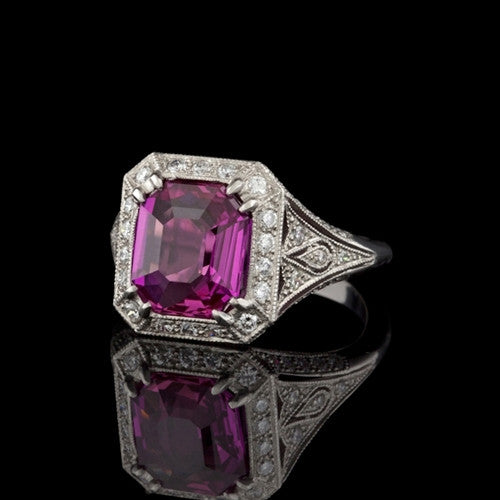 4.03ct Pink Sapphire & Diamond Platinum Ring