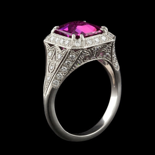4.03ct Pink Sapphire & Diamond Platinum Ring
