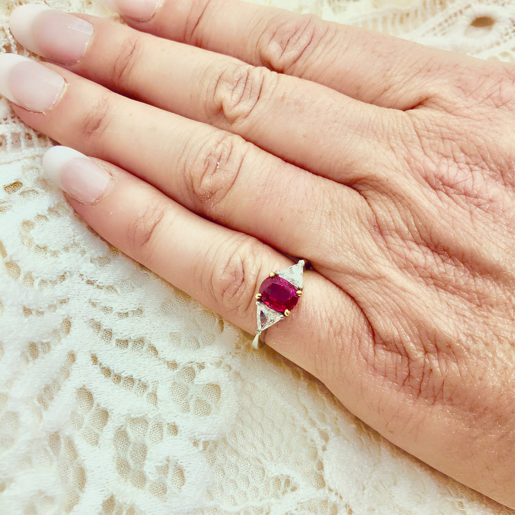 1.55ct Oval Ruby & Diamond Ring