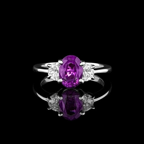 Purple Sapphire & Diamond Platinum Ring
