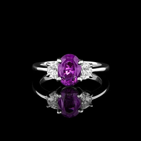 Purple Sapphire & Diamond Platinum Ring