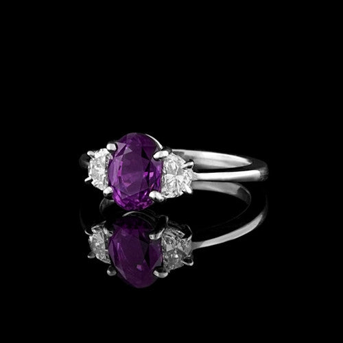 Purple Sapphire & Diamond Platinum Ring
