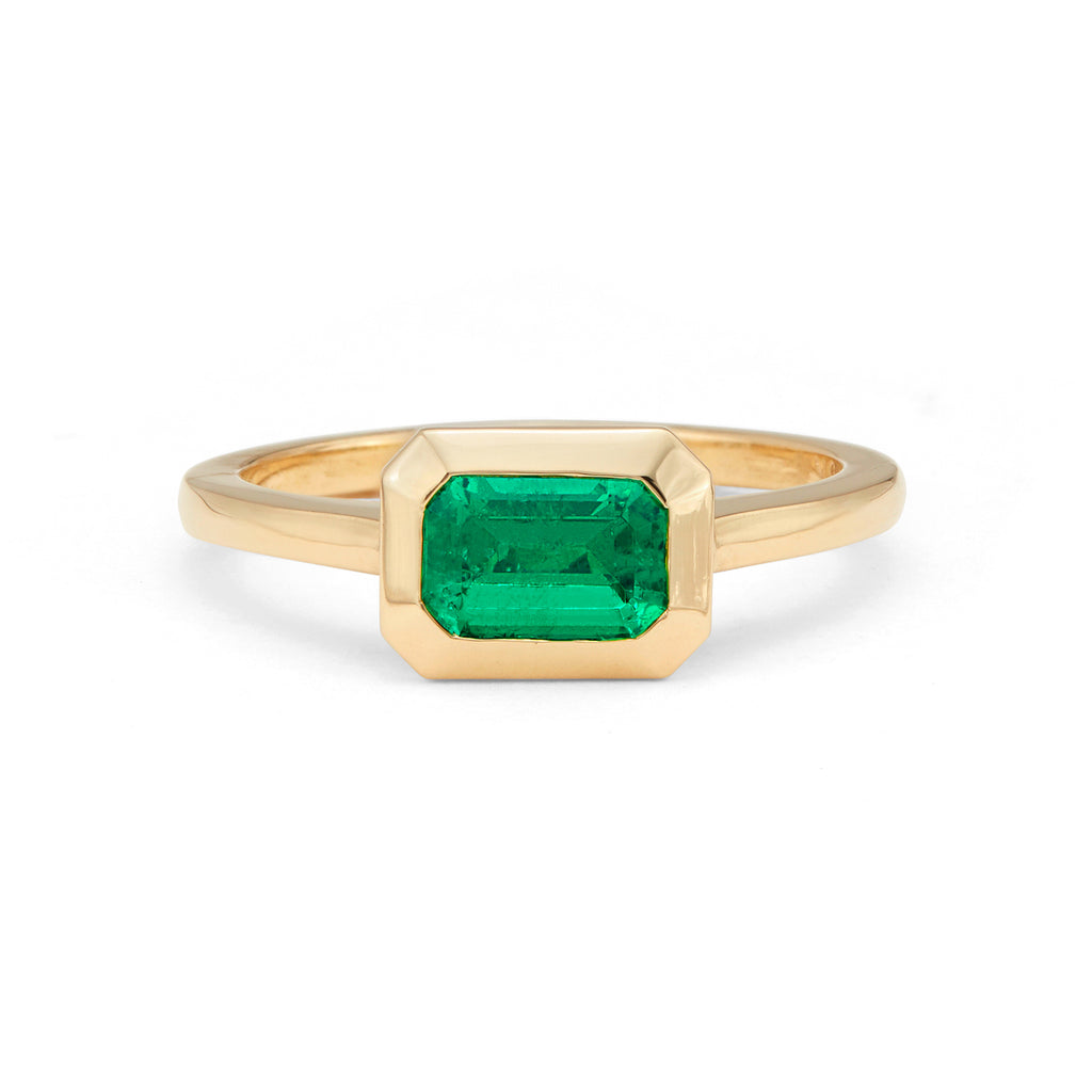 Rectangular-Cut Emerald & 18k Yellow Gold Ring