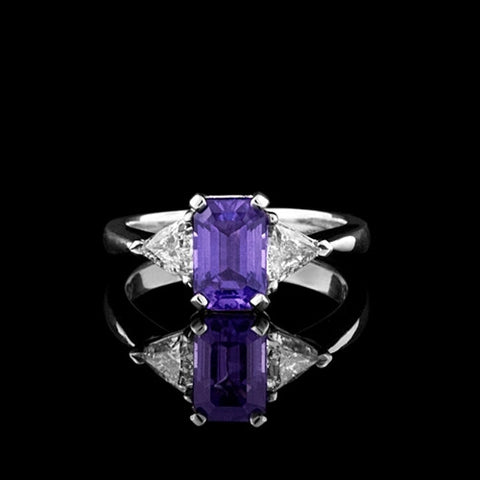 2.05ct Purple Sapphire & Diamond Platinum Ring