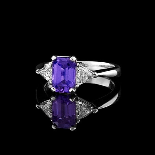 2.05ct Purple Sapphire & Diamond Platinum Ring