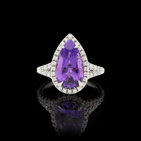 5.04 ct Unheated Natural Purple Sapphire in Custom Platinum Ring