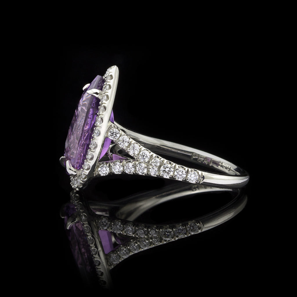5.04 ct Unheated Natural Purple Sapphire in Custom Platinum Ring