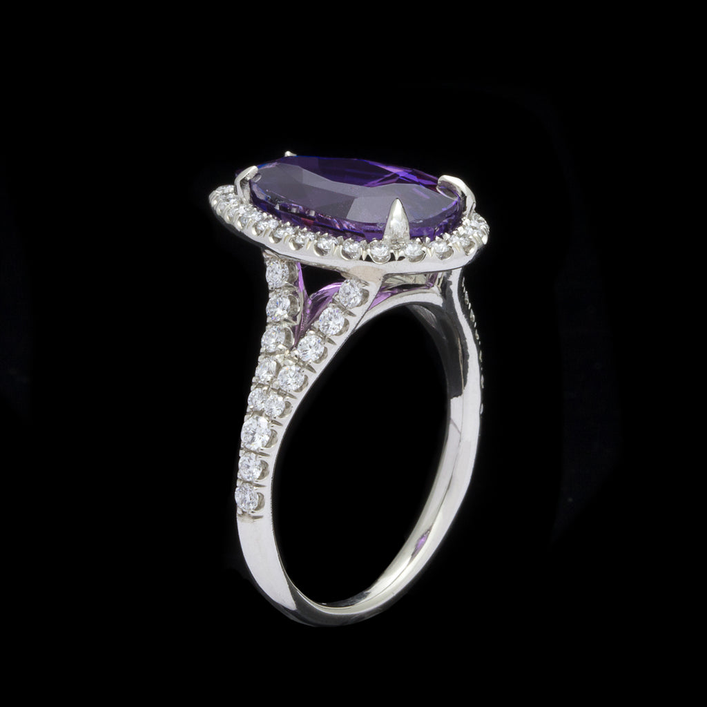 5.04 ct Unheated Natural Purple Sapphire in Custom Platinum Ring