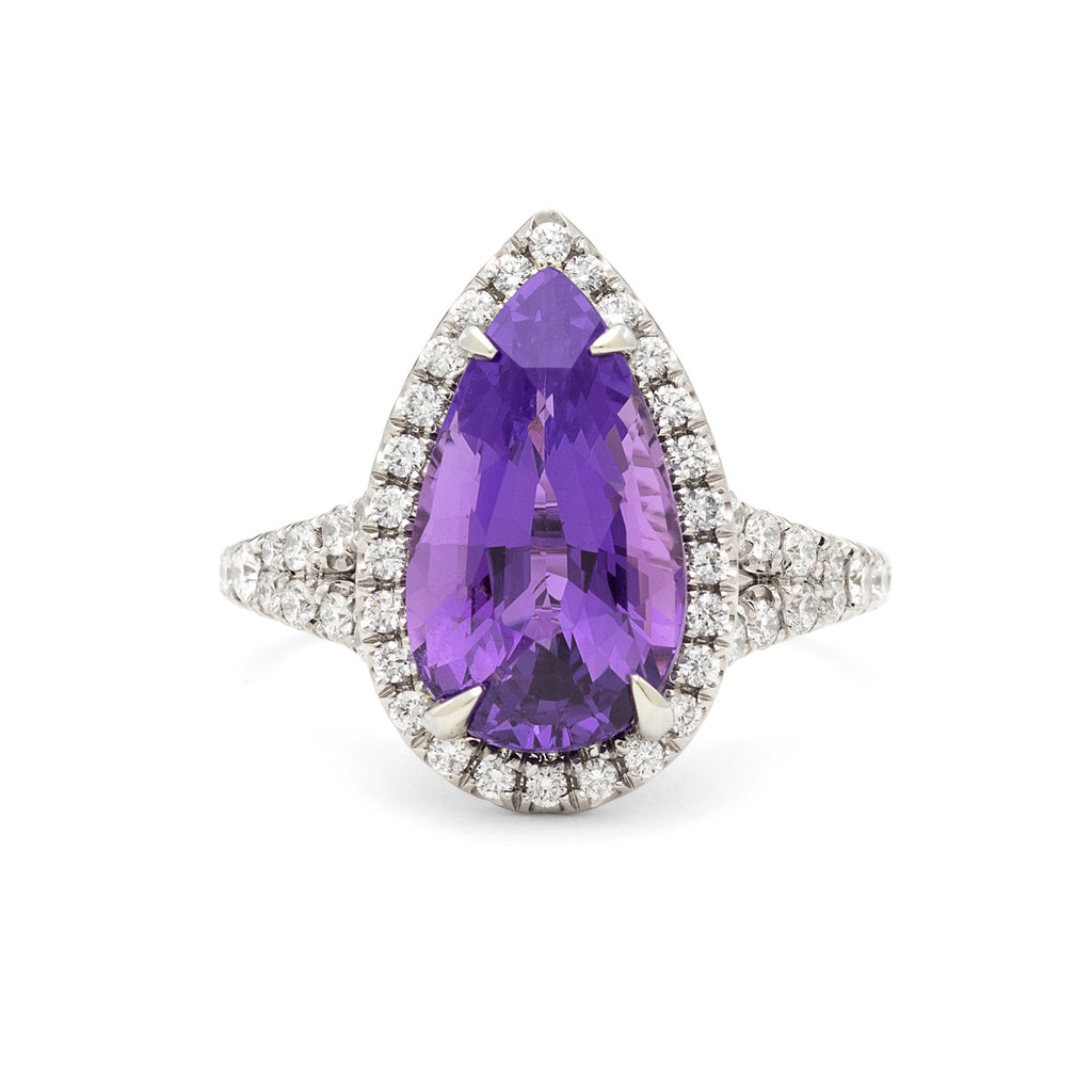 5.04 ct Unheated Natural Purple Sapphire in Custom Platinum Ring