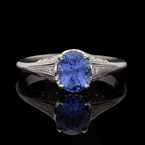 Sapphire & Diamond Platinum Ring