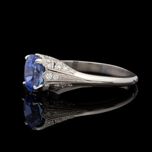 Sapphire & Diamond Platinum Ring