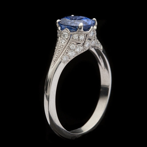 Sapphire & Diamond Platinum Ring