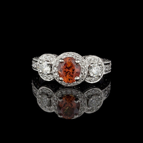 1.35ct Orange Sapphire & Diamond Ring
