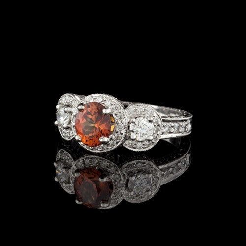 1.35ct Orange Sapphire & Diamond Ring