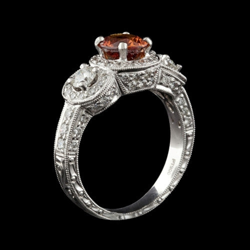 1.35ct Orange Sapphire & Diamond Ring
