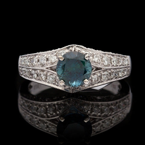 1.42ct Teal Sapphire & Diamond Ring