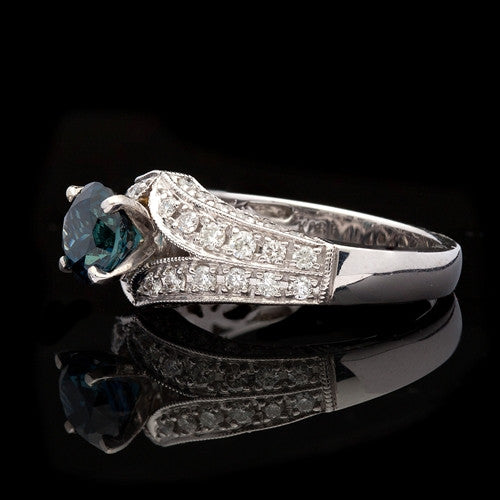 1.42ct Teal Sapphire & Diamond Ring