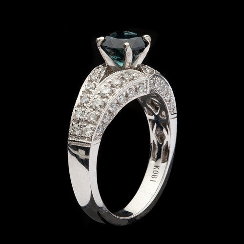 1.42ct Teal Sapphire & Diamond Ring