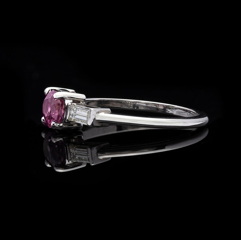 GIA No Heat 1.02-ct Purplish-Pink Sapphire Diamond Ring