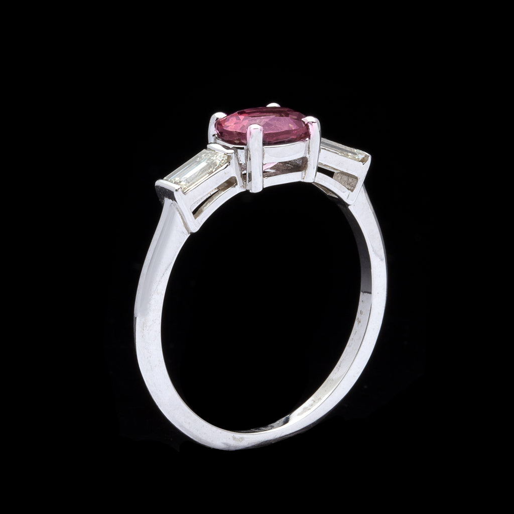 GIA No Heat 1.02-ct Purplish-Pink Sapphire Diamond Ring