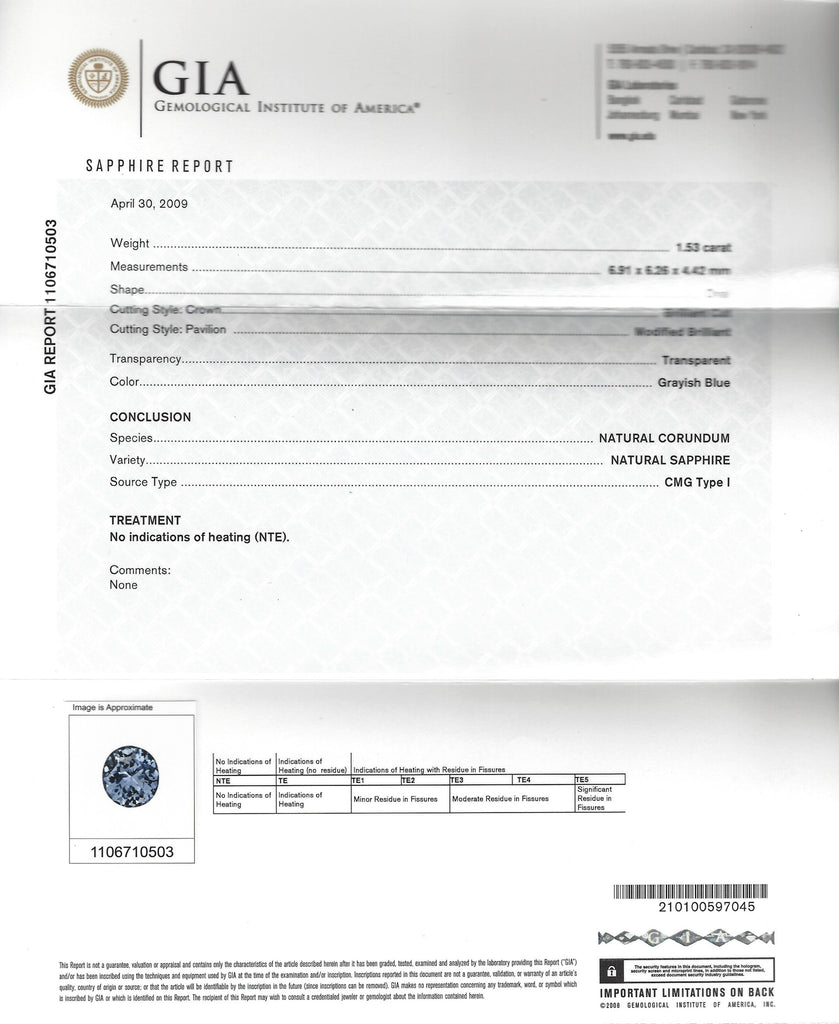 GIA 1.53-ct Unheated Grayish Blue Oval Cut Loose Sapphire