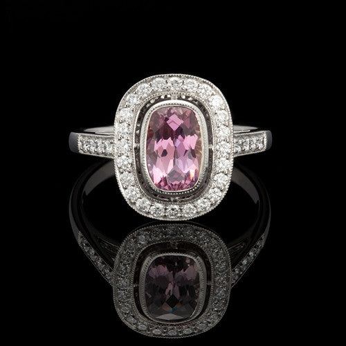 1.25ct Pink Sapphire & Diamond Platinum Ring