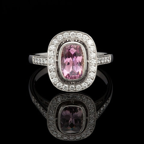 1.25ct Pink Sapphire & Diamond Platinum Ring