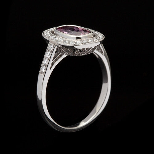 1.25ct Pink Sapphire & Diamond Platinum Ring