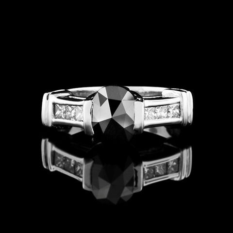 1ct Oval Black Diamond Ring