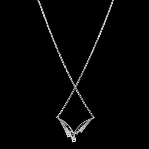 Deco Style Sapphire and Diamond Necklace