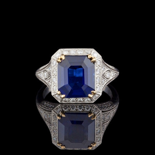 Natural 4.31ct Sapphire & Diamond Ring