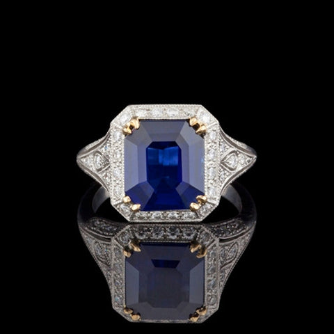 Natural 4.31ct Sapphire & Diamond Ring