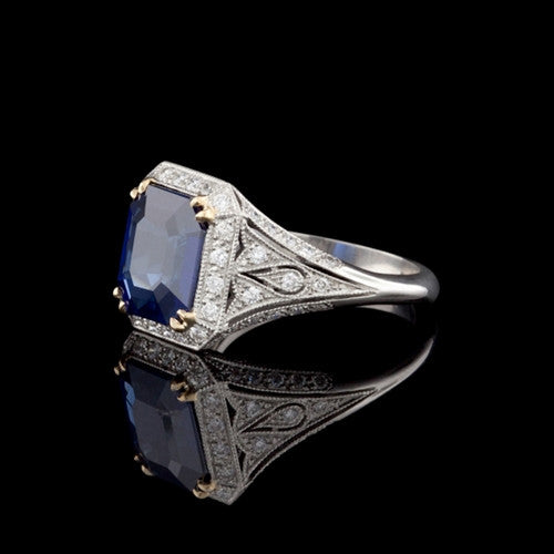 Natural 4.31ct Sapphire & Diamond Ring