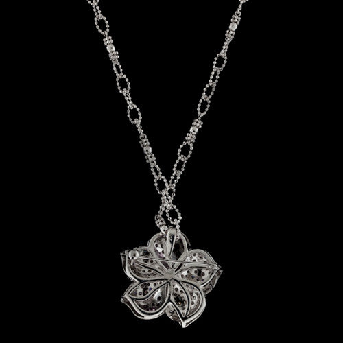 Pink Sapphire & Diamond Flower Necklace/Brooch