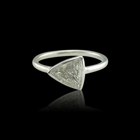 Trillion Cut Diamond in 18kt White Gold Custom Ring