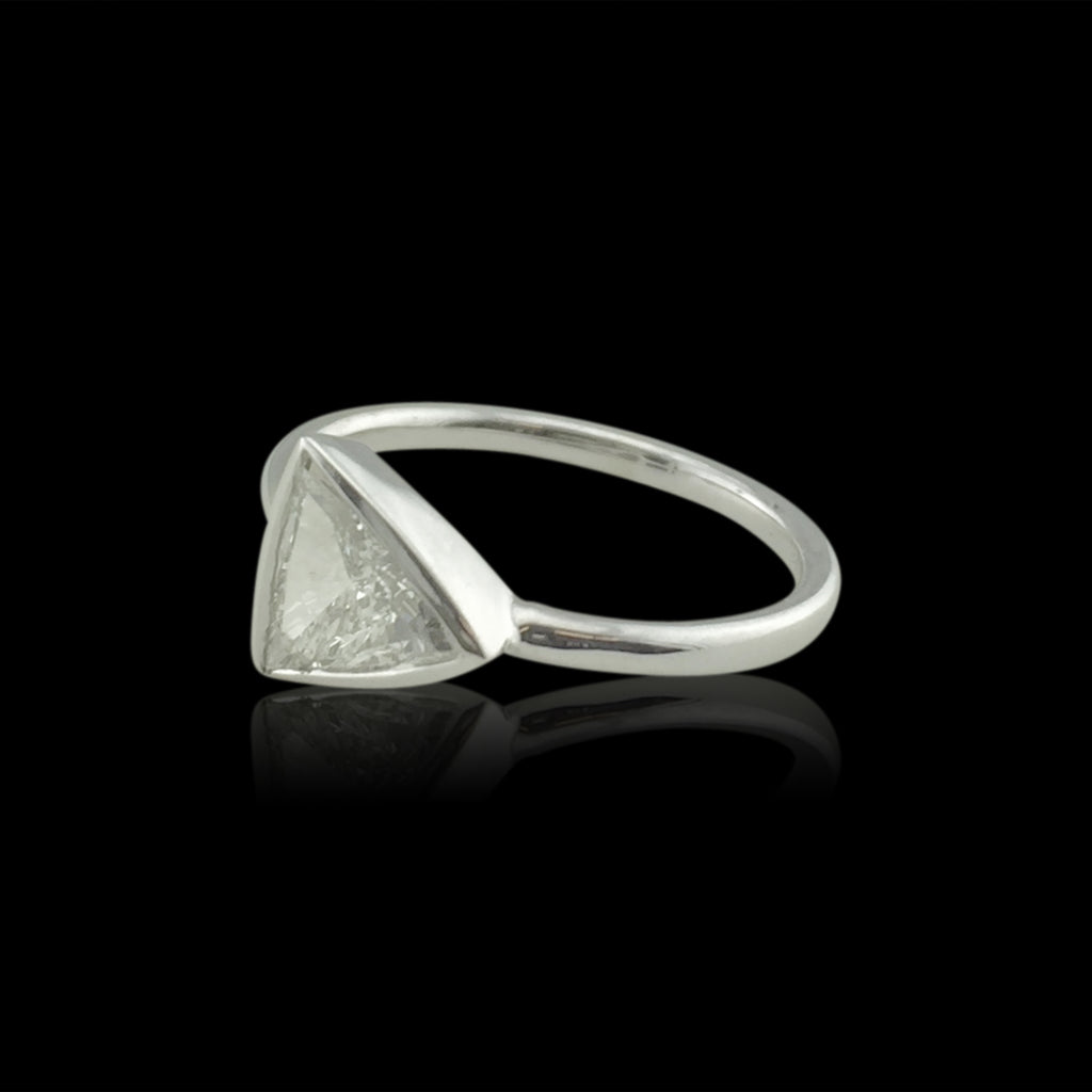 Trillion Cut Diamond in 18kt White Gold Custom Ring