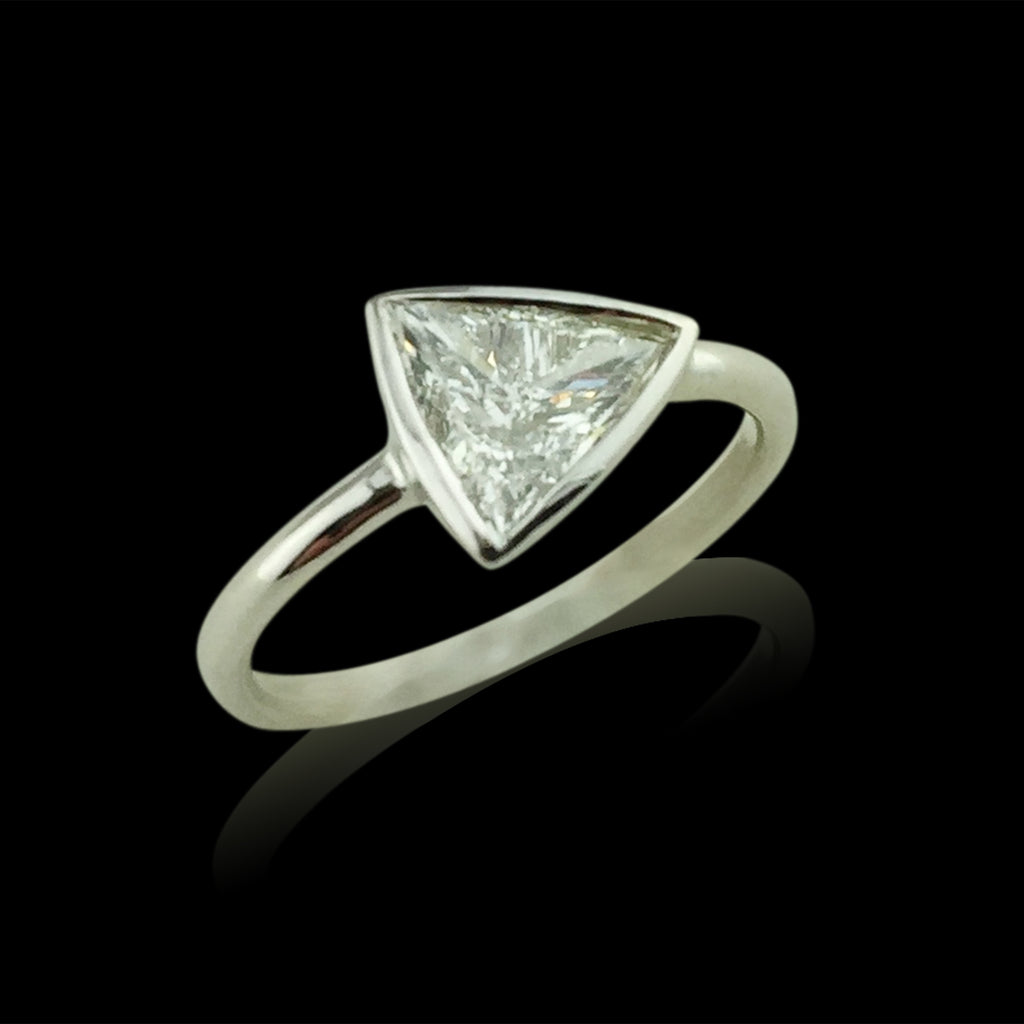 Trillion Cut Diamond in 18kt White Gold Custom Ring