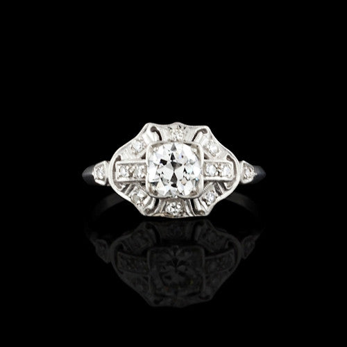 Vintage Platinum 0.87ct tw Diamond Ring