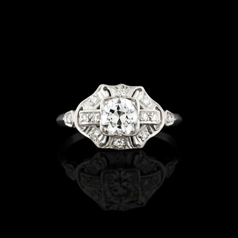 Vintage Platinum 0.87ct tw Diamond Ring