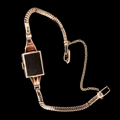 Deco Rose Gold Diamond & Ruby Watch