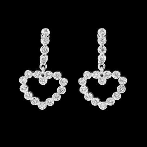 Diamond Heart Drop Earrings