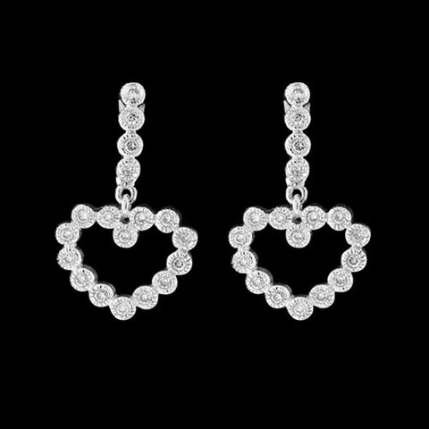 Diamond Heart Drop Earrings