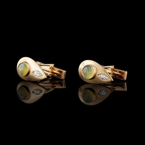 Vintage 18Kt Cat's Eyes Cuff Link Set