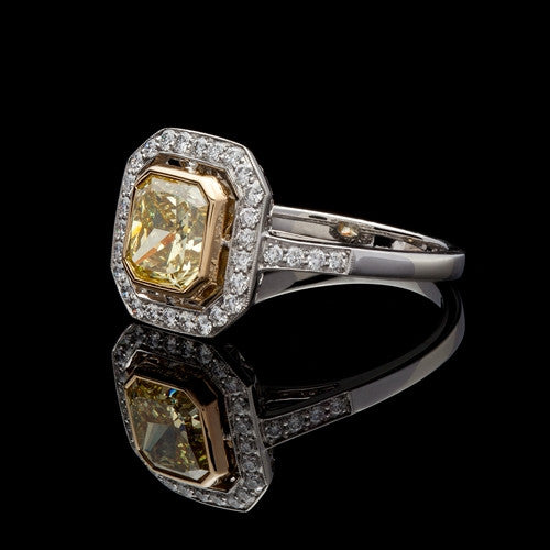 1.64ct Natural Fancy Vivid Yellow Diamond Ring
