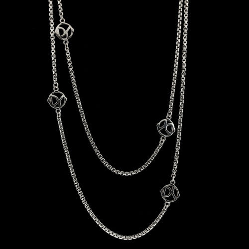 David Yurman Silver Station Logo Necklace