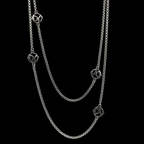 David Yurman Silver Station Logo Necklace