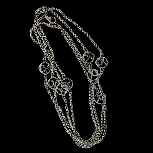 David Yurman Silver Station Logo Necklace