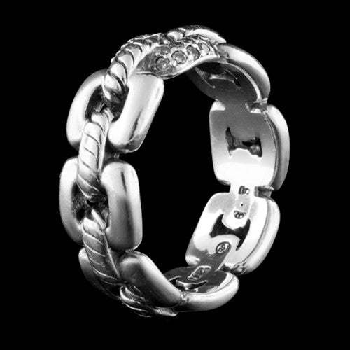 David Yurman Silver & Diamond Link Ring