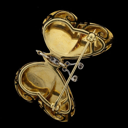 Enamel & Diamond Butterfly 18KT Brooch